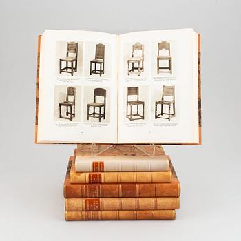 A set of six books , Swedish and French, antiques, works of art and watchmaking.