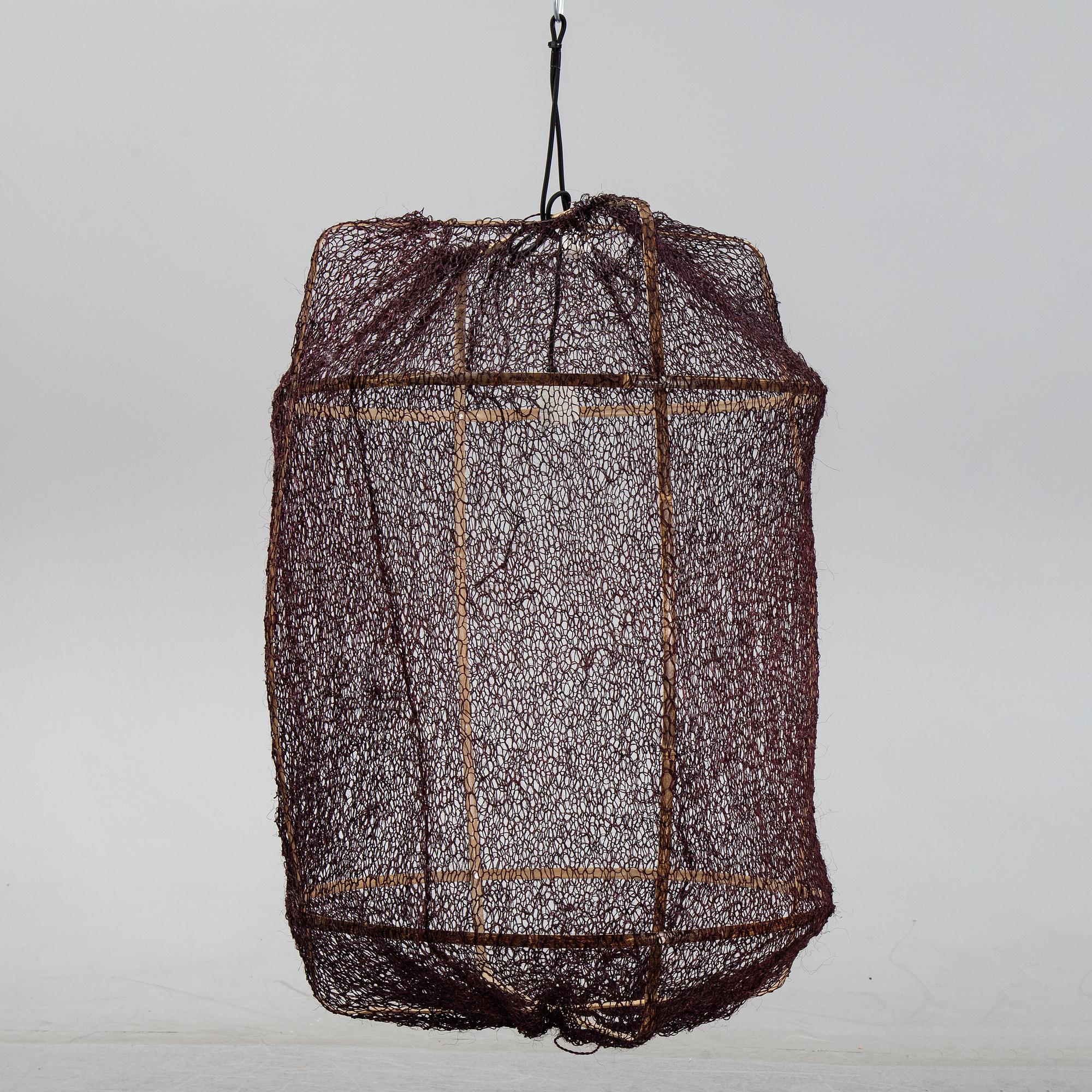 A 'Z1 Black' bamboo and sisal net ceiling light, Ay Illuminate.