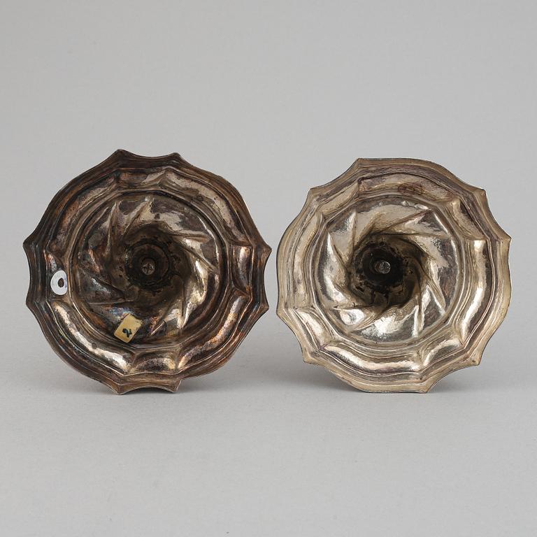 A pair of silver candle holders, probably from Barcelona, second half of the 18th century.