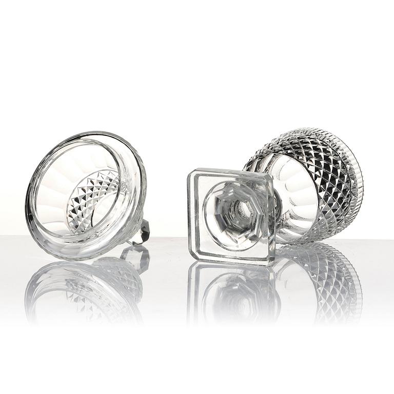 A set of two cut glass jars with covers, Anglo/Irish, 19th Century.