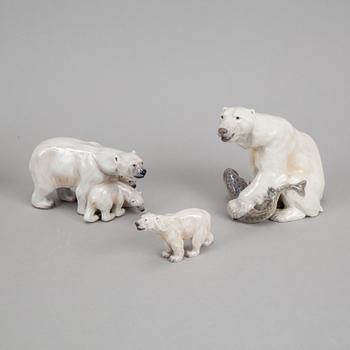 Dahl Jensen, three porcelain polar bears, Denmark.