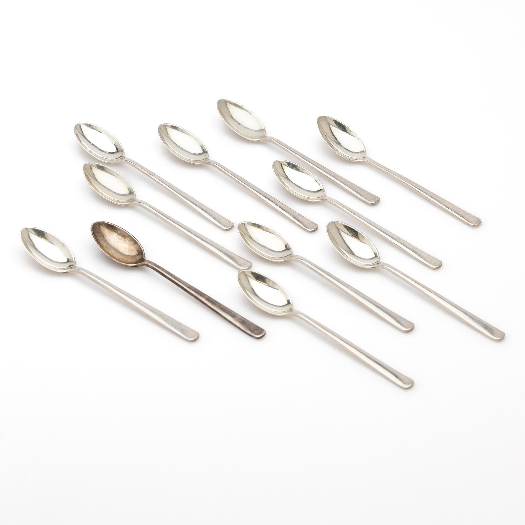 Teaspoons, 11 pcs, Hugo Strömdahl, Stockholm, 1956-1962.