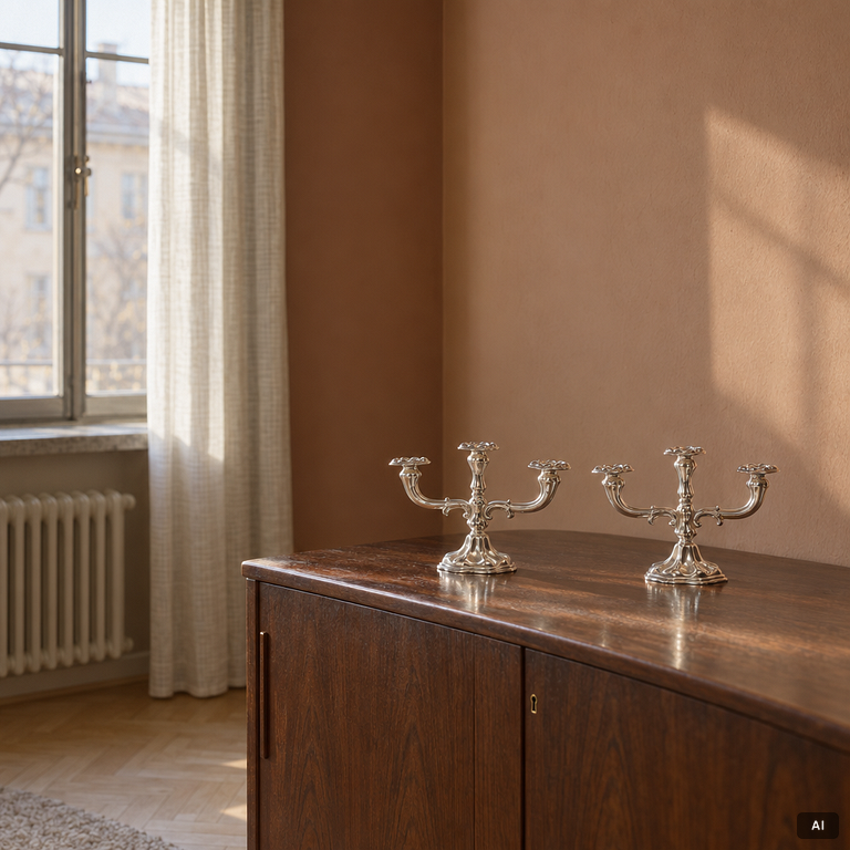 C.G. Hallberg, A pair of silver candelabra, Stockholm, 1939.