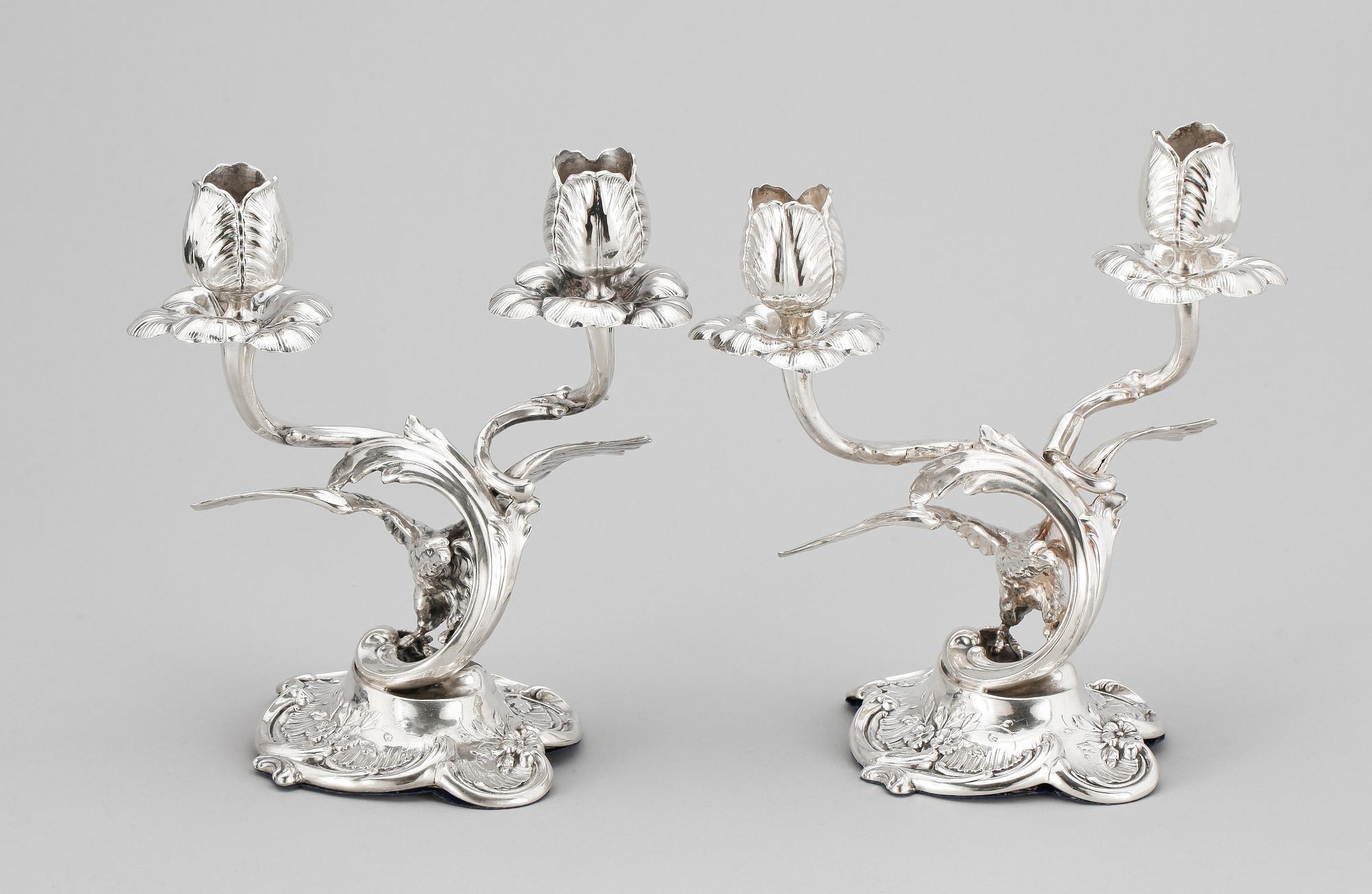 KANDELARBRAR, ett par, silver, CG Hallberg, Stockholm, 1898.