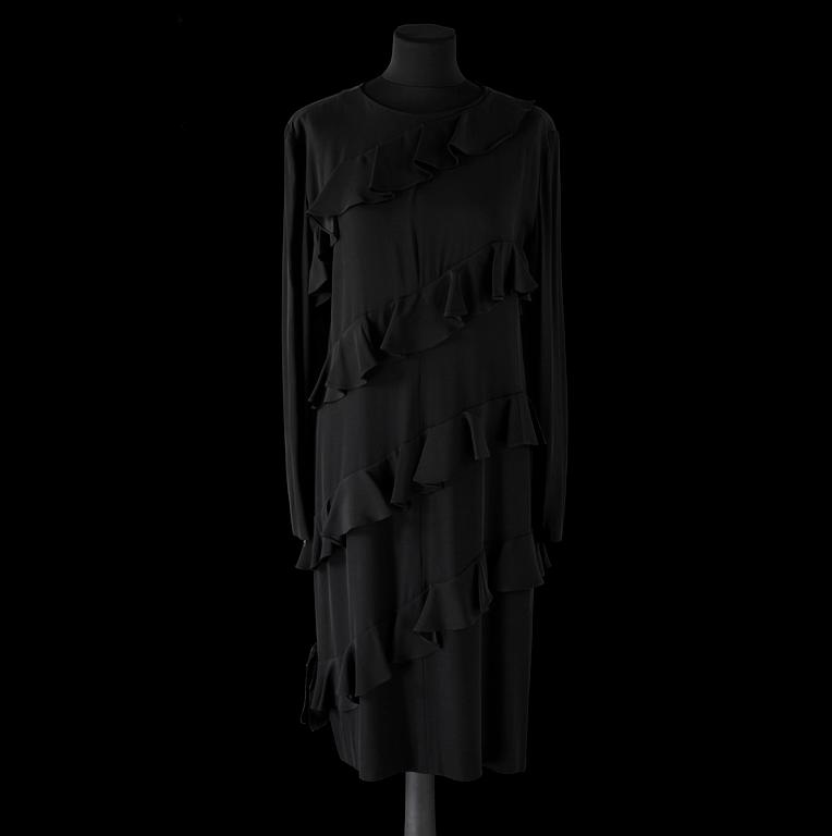 A black evening dress by Balenciaga.