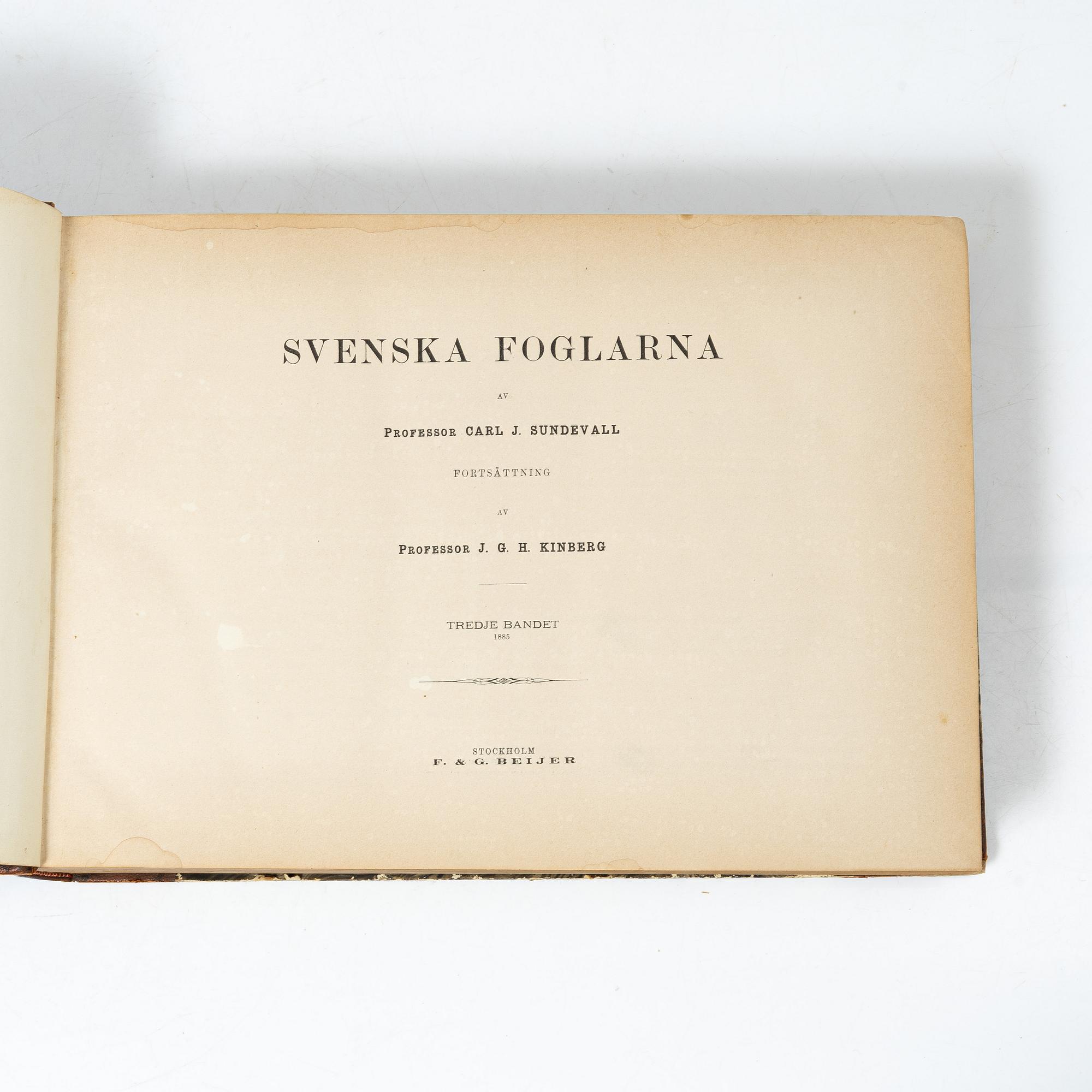 Carl J. Sundevall & Peter Åkerlund, three books, 'Svenska Foglarna'.