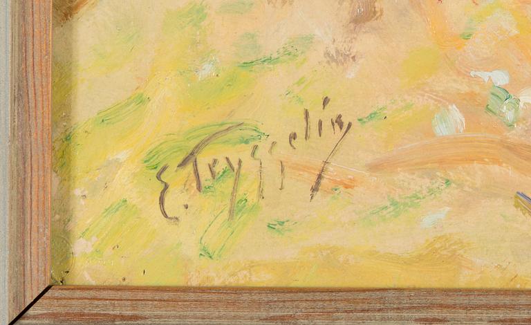 Erik Tryggelin, olja på pannå, signerad, daterad a tergo 1906.