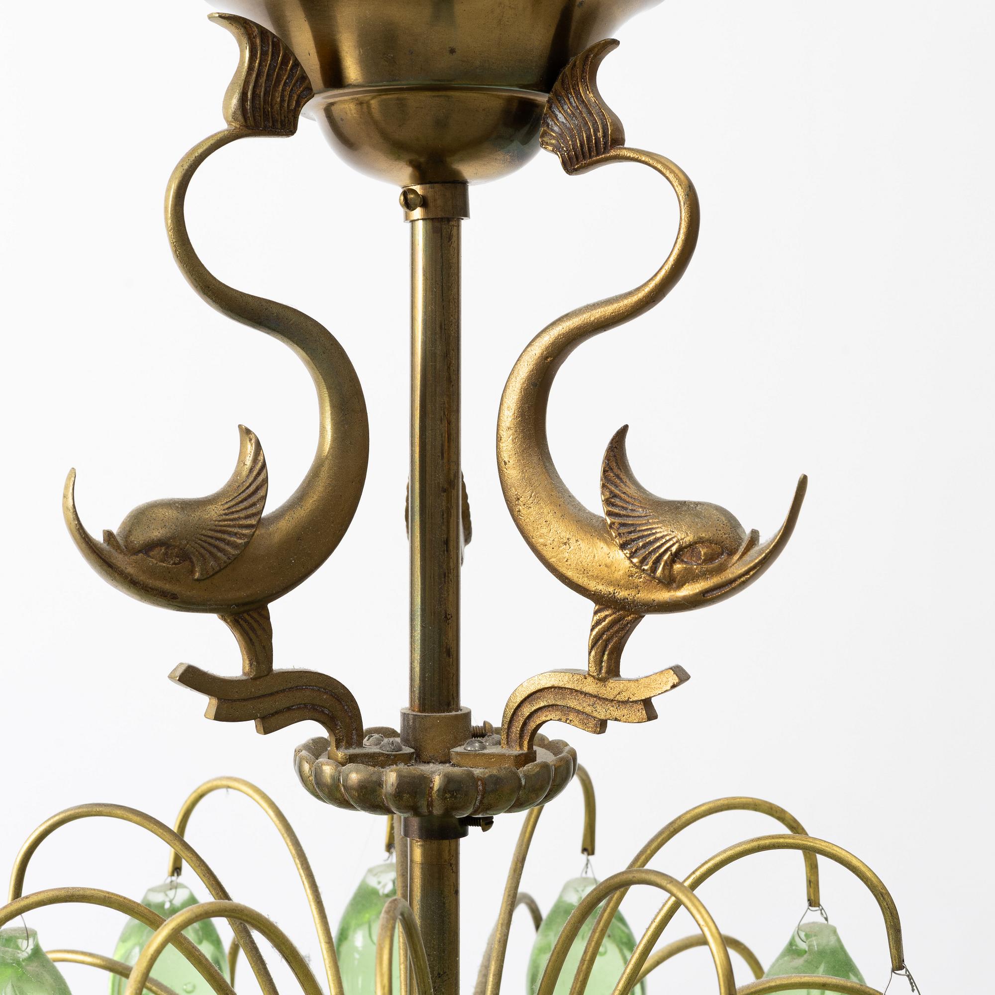 Taklampa, Swedish Modern, Orrefors, 1930/40-tal.