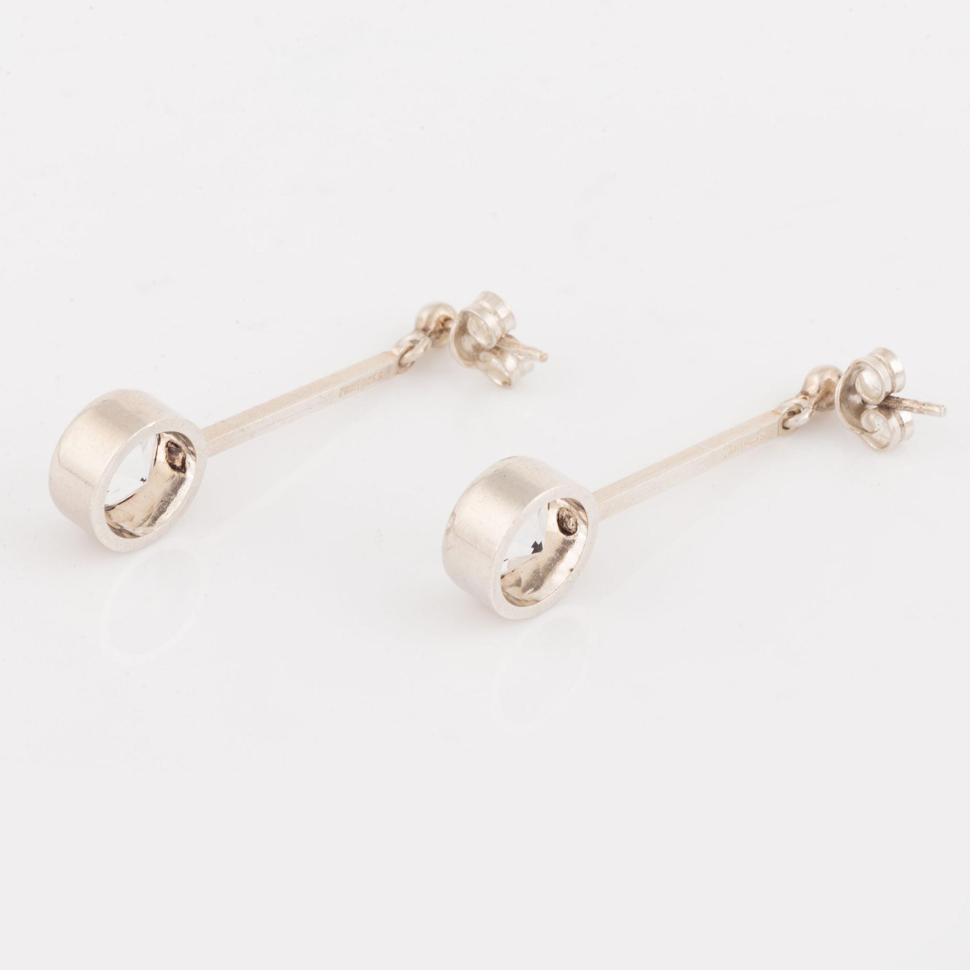 Niels Erik From, collier och örhängen, silver med bergkristall.