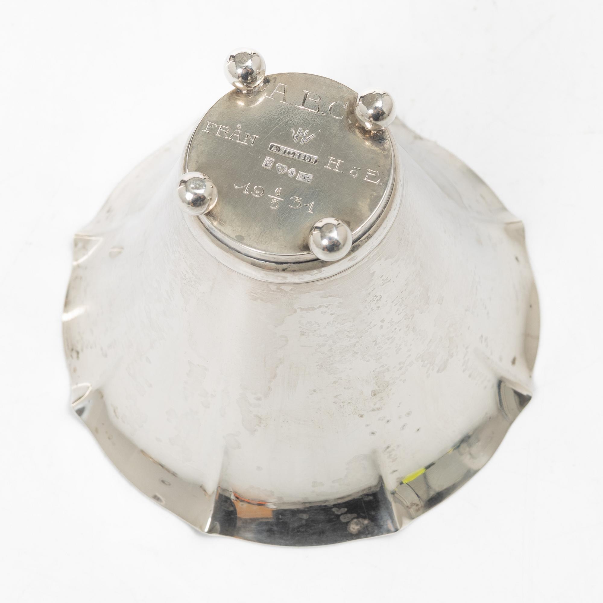 Wiwen Nilsson, skål, silver, A. Nilsson, Lund 1931.