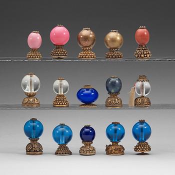 A group of 15 Mandarin insignia, late Qing dynasty (1644-1912).