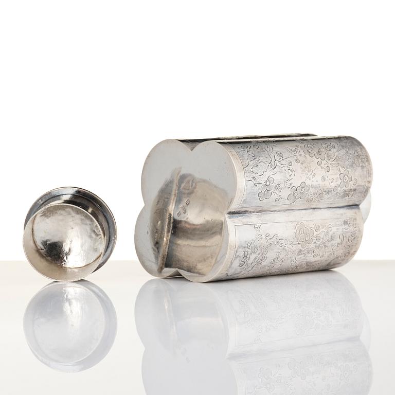A Chinese silver teacaddy, first part of the 20th century.