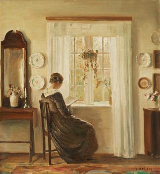 748. Carl Holsoe, Kvinna vid fönster.