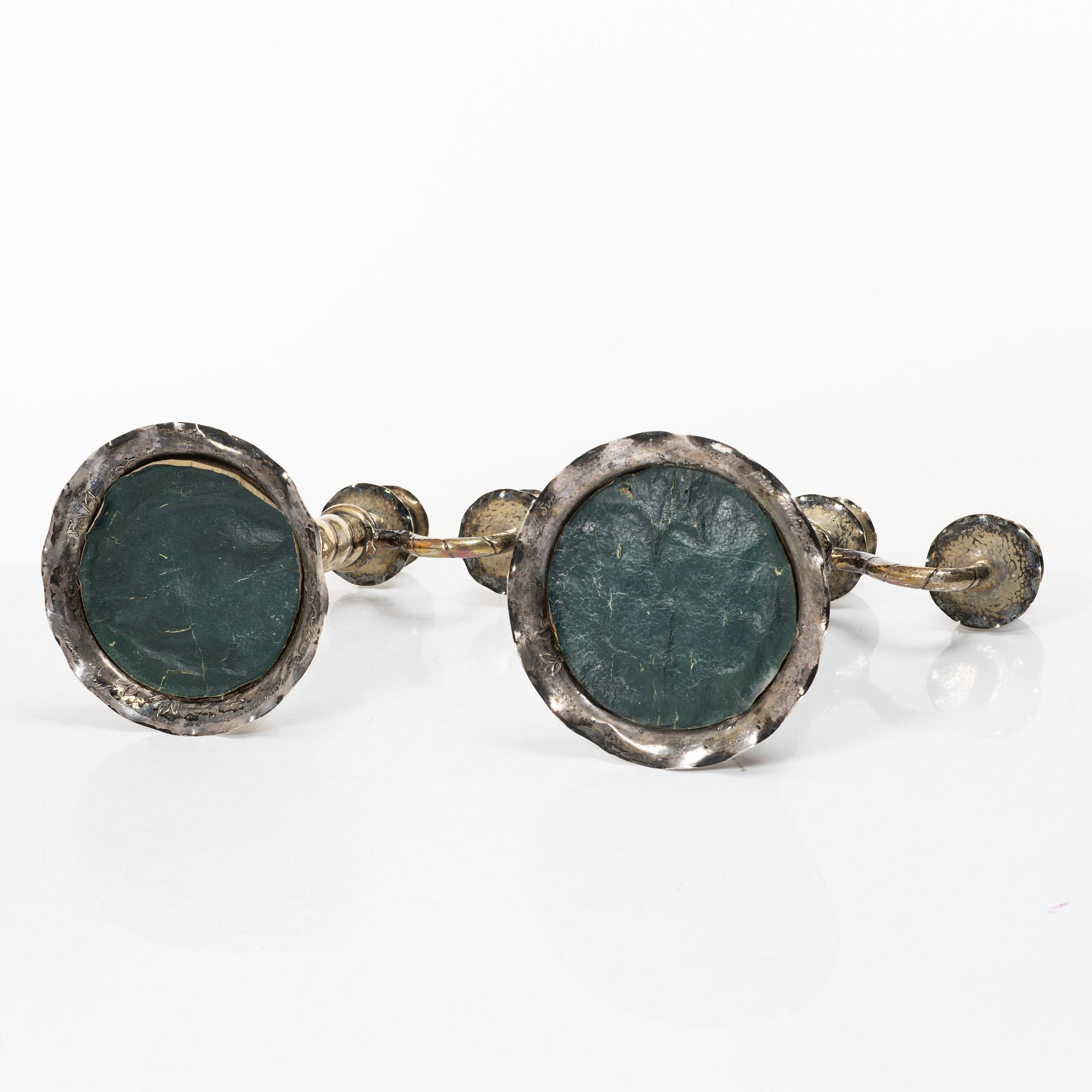 C.G. Hallberg, Kandelabrar, ett par, silver, barockstil, Stockholm 1926.