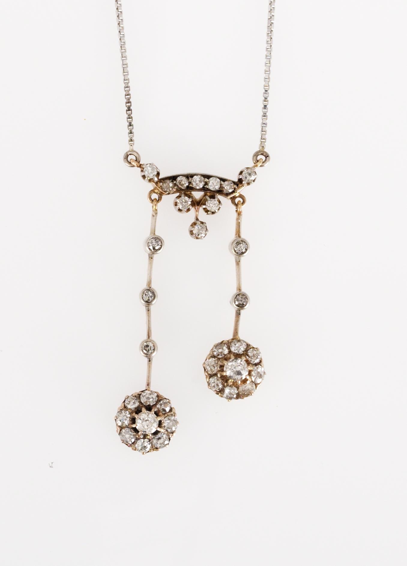 PENDANT, old cut diamonds, tot. app. 1.50 cts. Ca 1900.