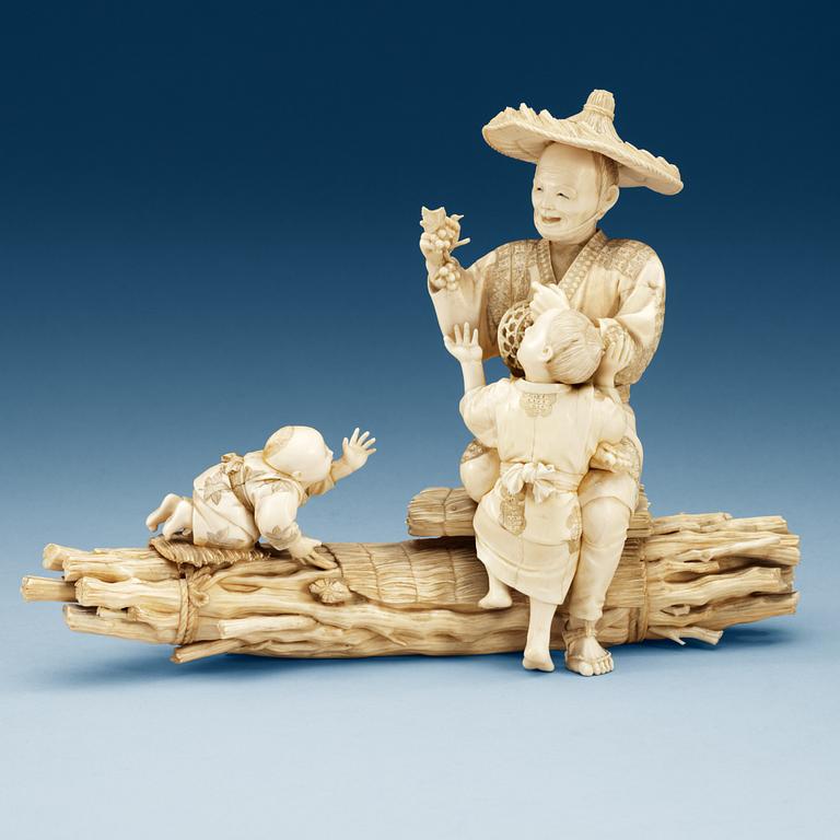 A signed Japanese ivory sculpture, Meiji (1868-1912).
