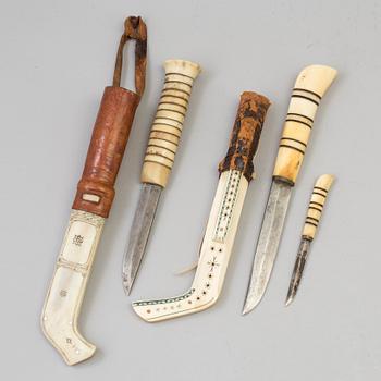 Three 20th century Sami reindeer horn knives.