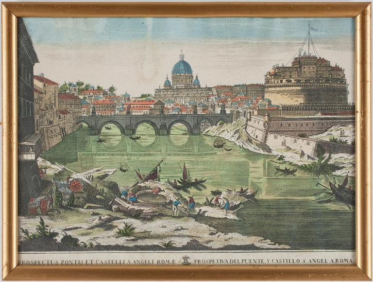 TITTSKÅPSBILDER, 5 st, handkolorerade kopparstick, 1700-tal.