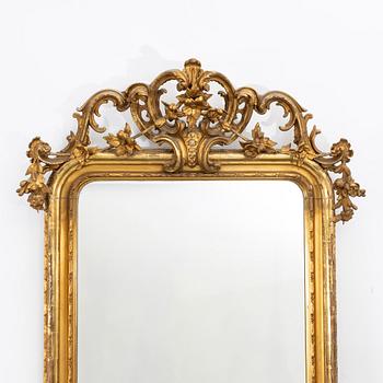 Mirror with console table, Rococo-revival, circa mid-19th century.