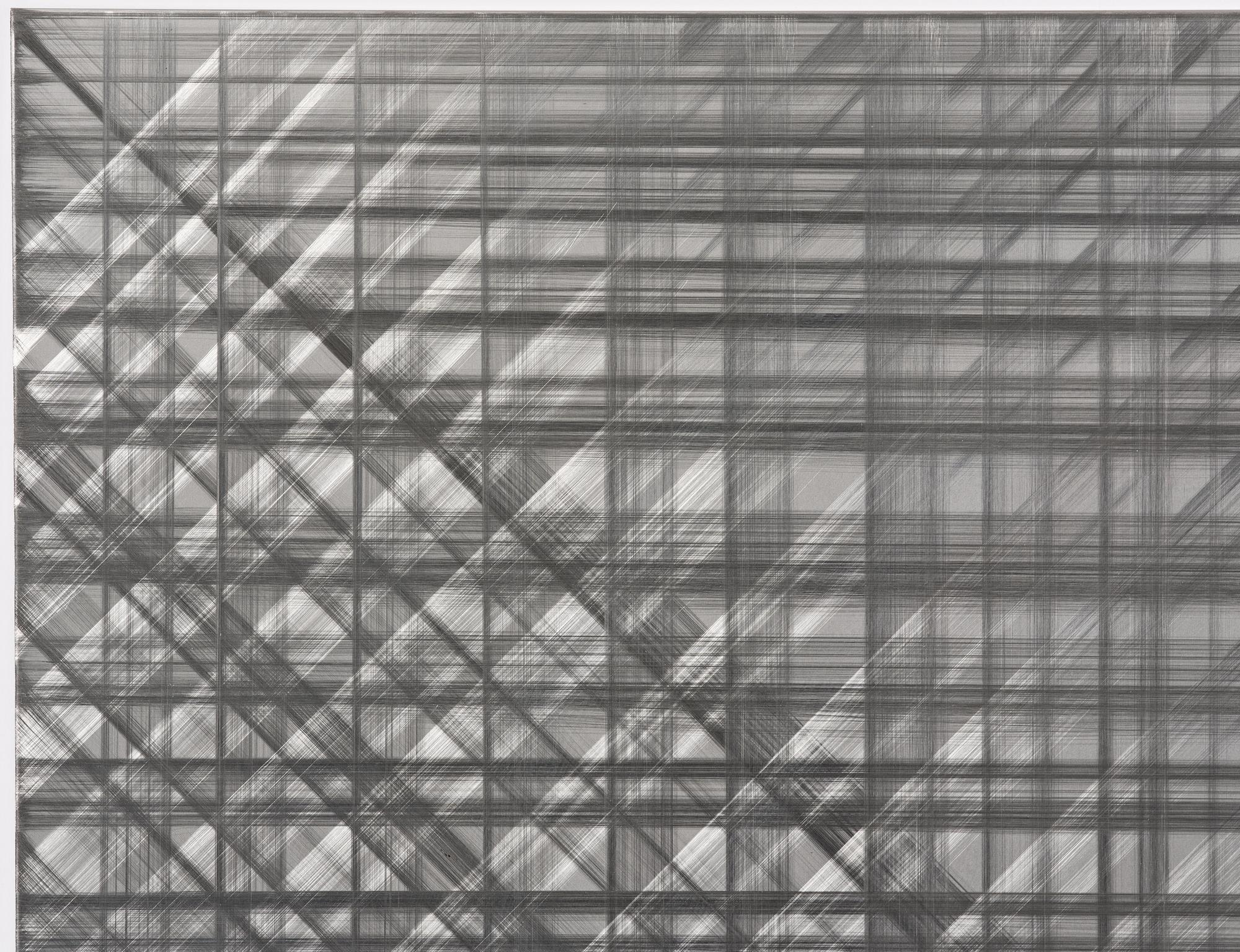 Sophie Tottie, "White Lines (steel drawing) rattan texture".