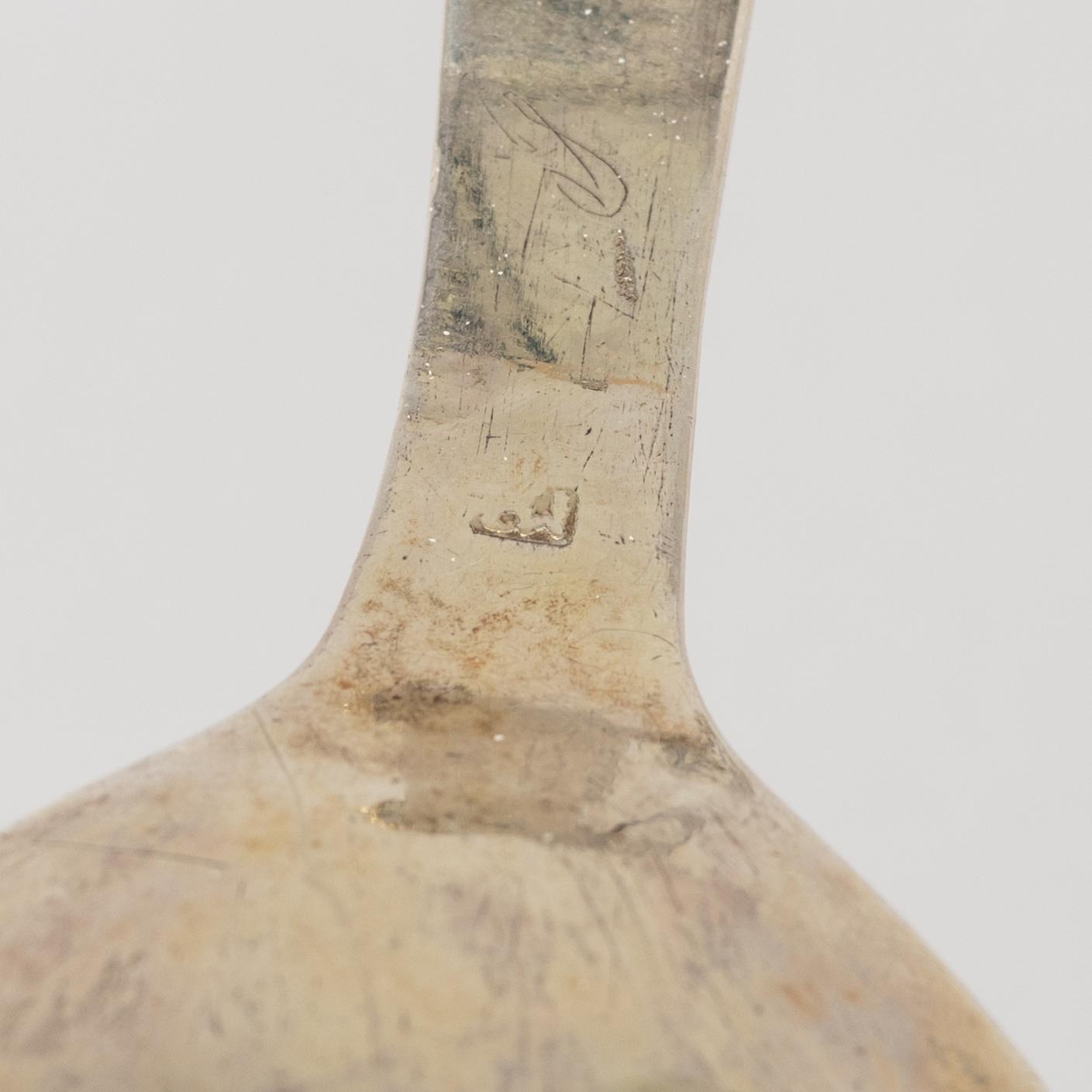 A Swedish silver spoon, possibly the mark of Michel Burman d ä Lidköping (1704-1716).