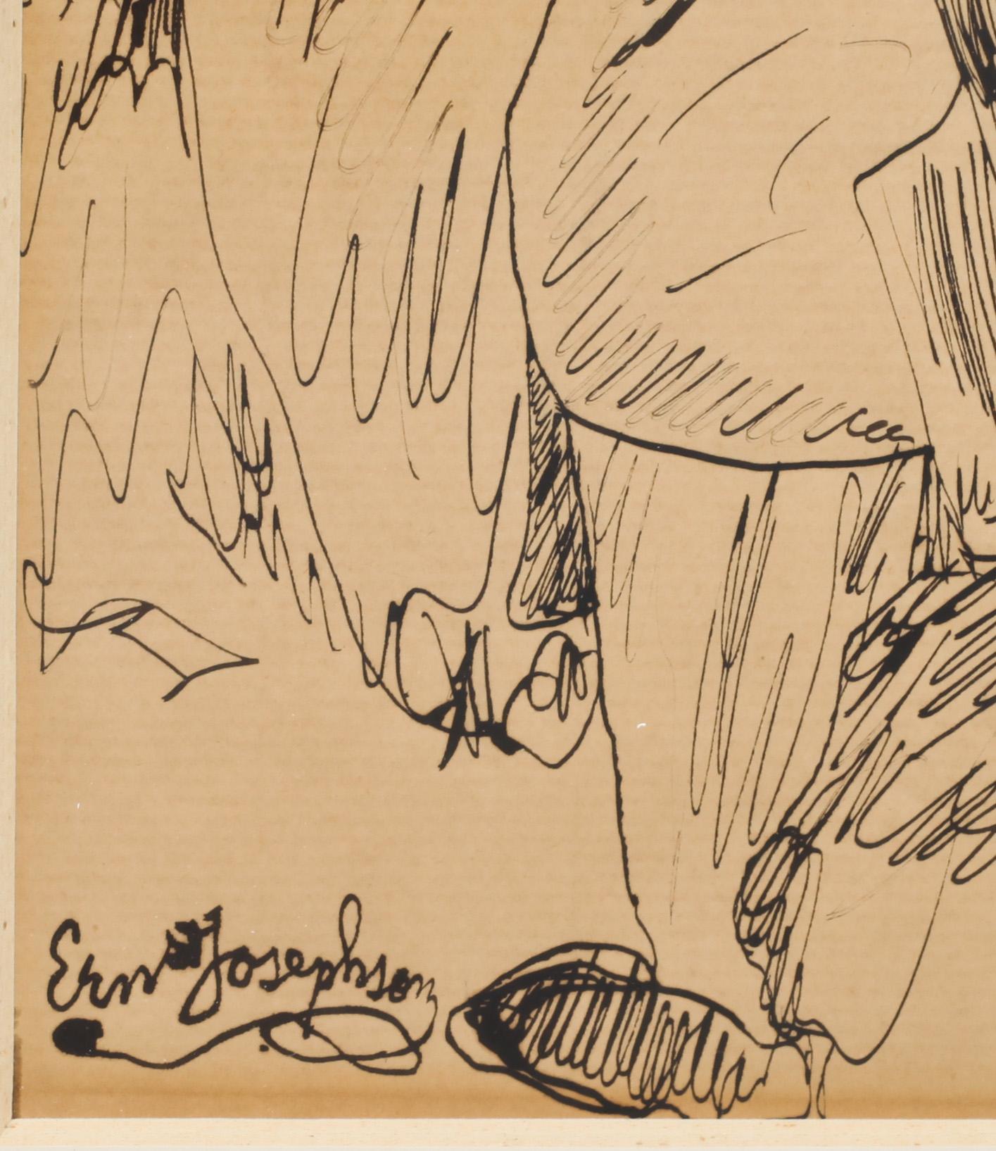 ERNST JOSEPHSON, tuschteckning, signerad.