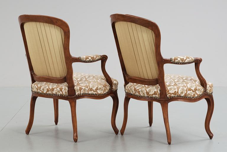 A pair of Louis XV armchairs, 18th Century.