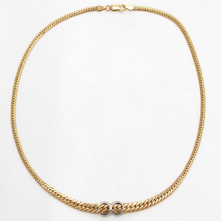 Halsband, 14K guld och diamanter ca 0.16 ct tot. Finska stämplar.