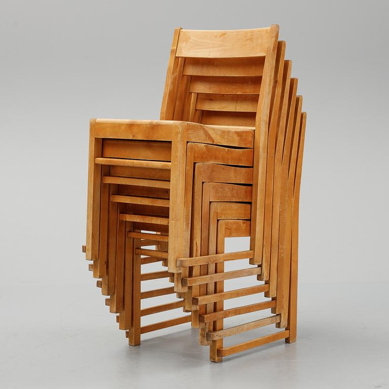 Sven Markelius, six 'Orkesterstolen' birch chairs, mid 20th Century.