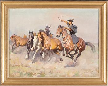 JANOS VISKI, olja på duk, signerad.