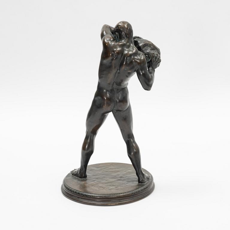 Poul Moye, after. Male athlet throwing a stone.