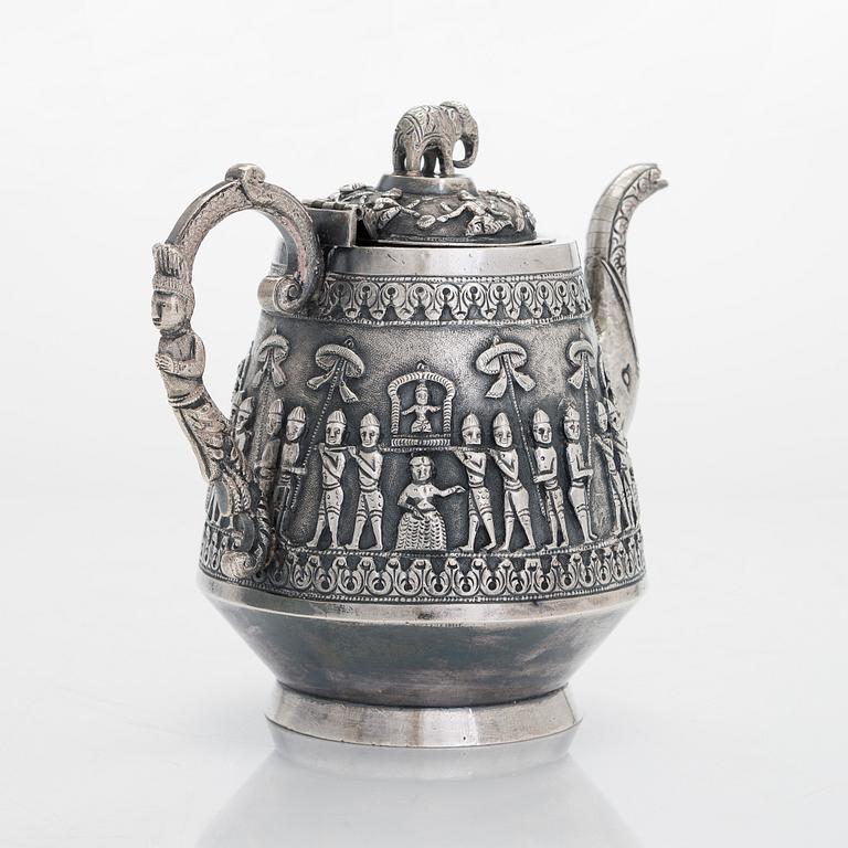 An Indian silver teapot.