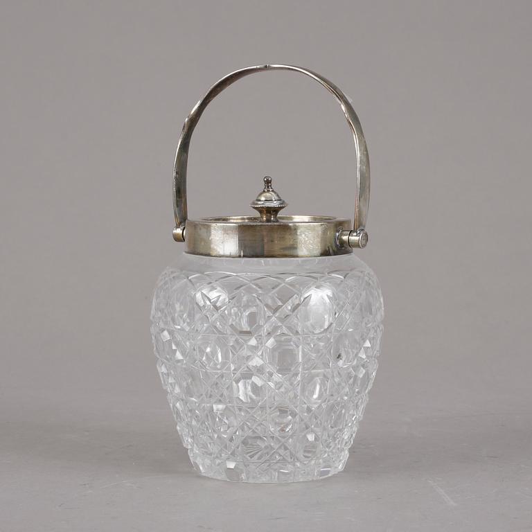 MARMELADSKÅL, glas och silver. M & Co, Sheffield, England 1907.