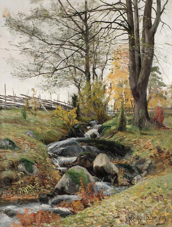 Anshelm Schultzberg, Höstlandskap med bäck.