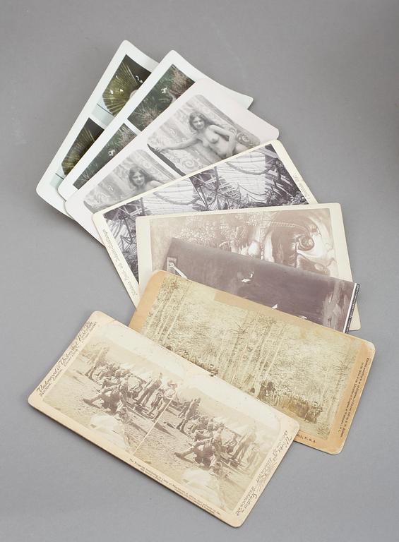 STEREOSKOP 2 st, samt BILDER ca 100st, sekelskiftet 1800/1900.