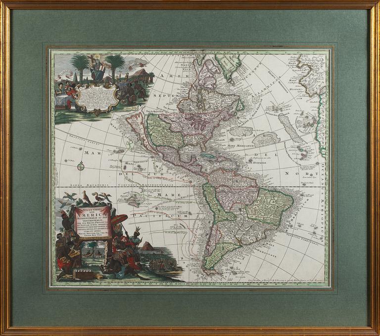 KARTA, kolorerad gravyr, 1700-tal.