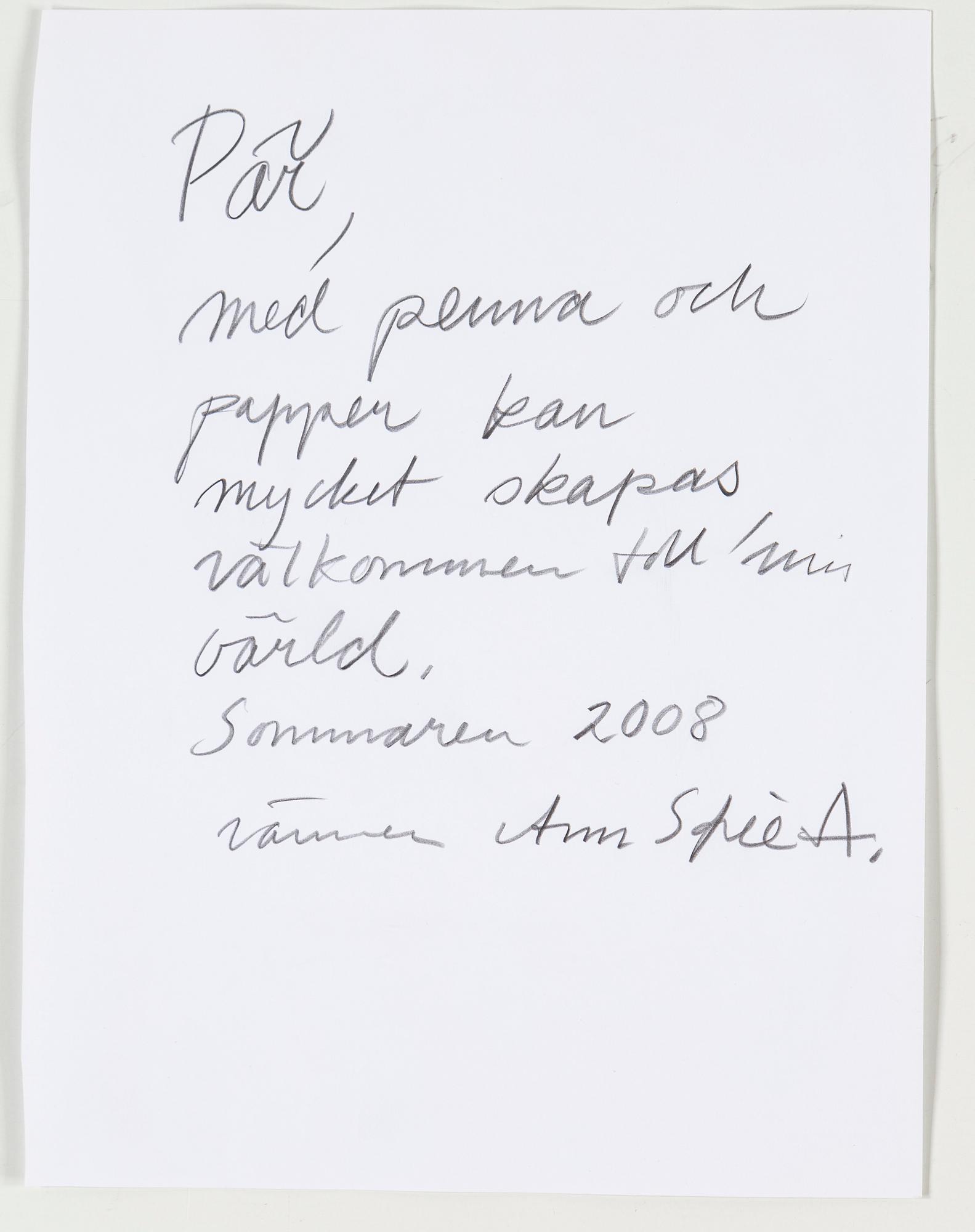 ANN-SOFIE AXELSSON, pencil on paper, signed and dated 2008.