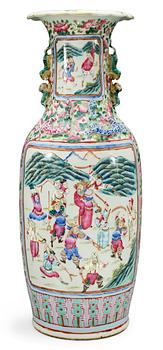 137. A 19th cent polychrome floor vase, late Qing dynasty.