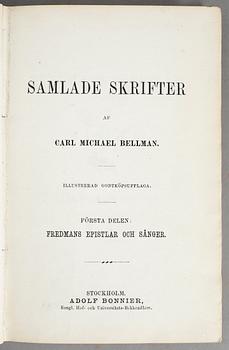 BELLMANIANA, 8 vol, bla CM Bellmans skaldestycken, 1-2, efter Völschows, Stockholm 1814.