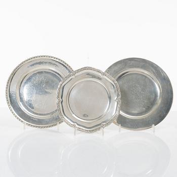 Three silver dishes,  with mark of GAB / CG Hallberg, Stockholm.