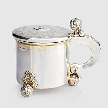 A Swedish Baroque parcel-gilt silver tankard, mark of Lorenz Westman, Stockholm (active 1656-1682).