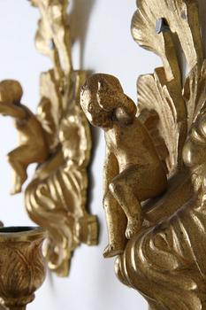 APPLIQUER, två par, Louis XVI-stil, mässing resp rokokostil.