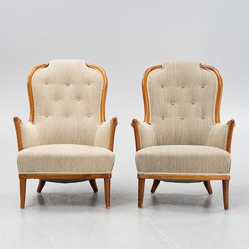 Carl Malmsten, a matched pair of easy chairs, second part of the 20th Century.