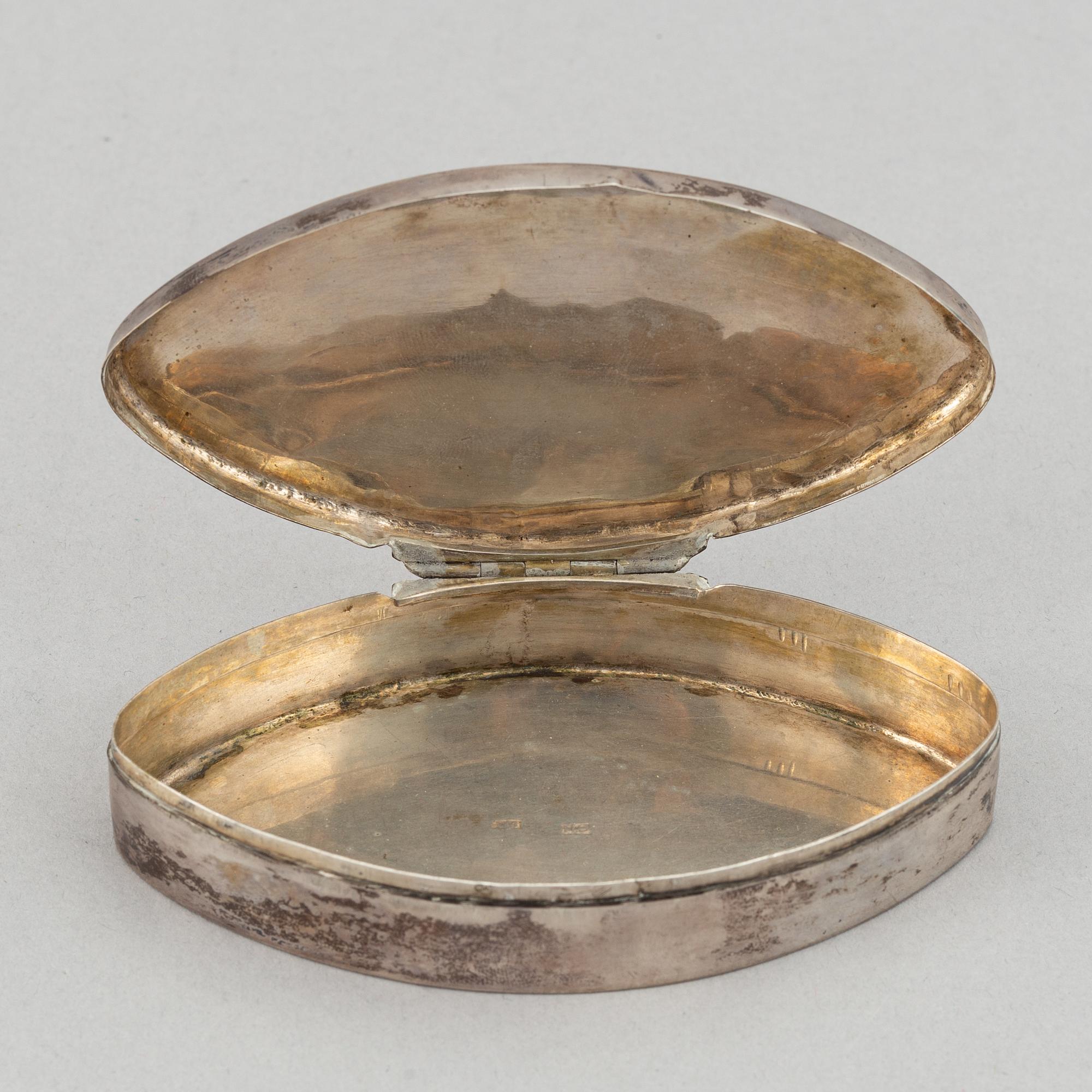 Dosa, guld, samt dosor, 4 st, silver. 1800-1900-tal.