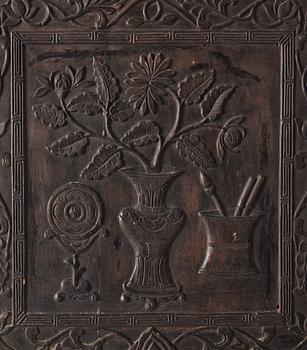 Paneler, tre stycken, hardwood, Qingdynastin.