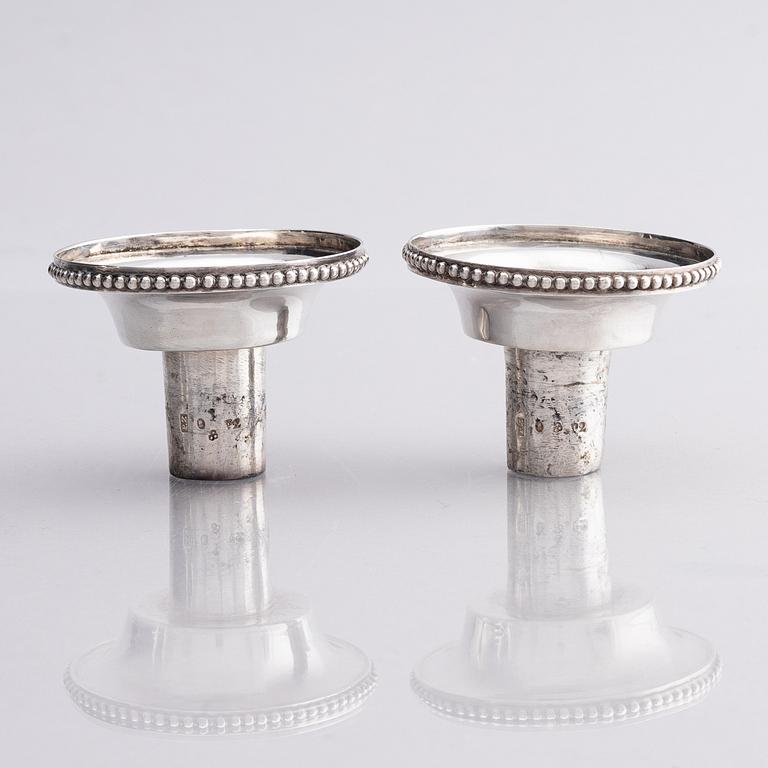 A pair of Swedish 18th century silver candelsticks, marks of Pehr Zethelius, Stockholm 1797.