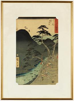 Utagawa Hiroshige I, woodblock print in coloirs, 1855.