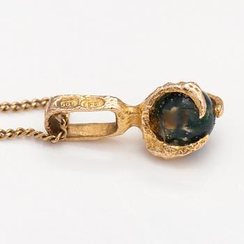 Björn Weckström, A 14K gold necklace "Moss gold" with a moss agate. Lapponia 1983.