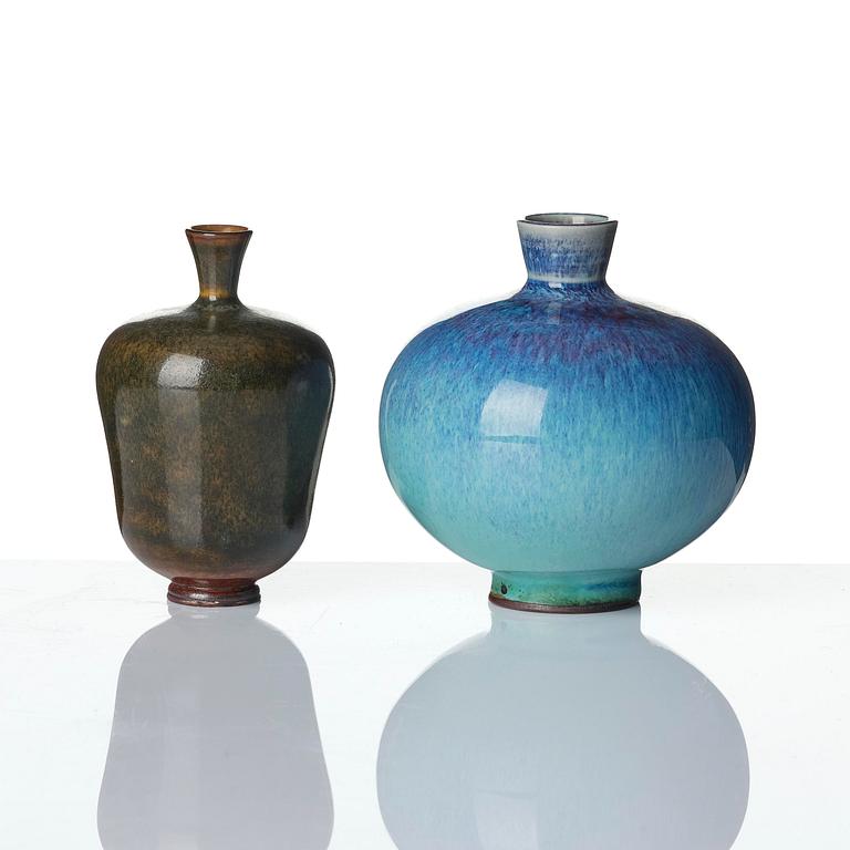 Berndt Friberg, a set of five stoneware vases and three bowls, Gustavsberg Studio 1969-76.