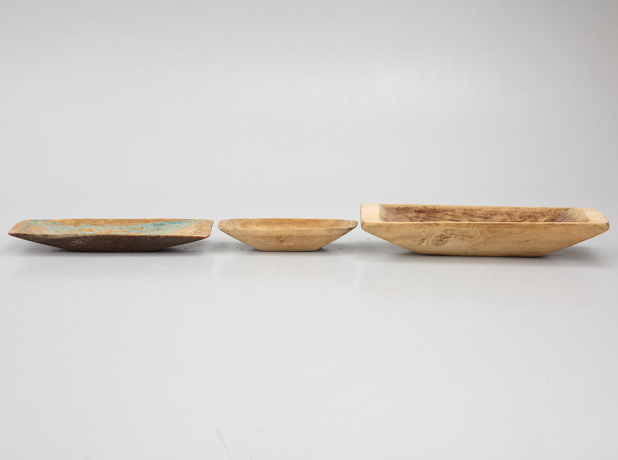 Three bread troughs, 19th century.